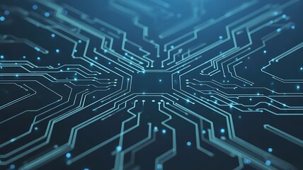 Blue Circuit Board Background With Glowing Connections Technology
