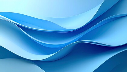 Fototapeta premium Abstract blue gradient with layered folded curves and soft shadows, evoking motion, elegance, and digital serenity.