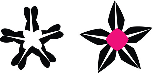Abstract Star Designs in Black and Pink