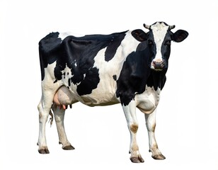 Black And White Cow Standing Isolated On White Background