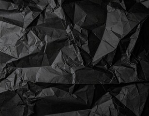 Black Crumpled Paper Texture Background