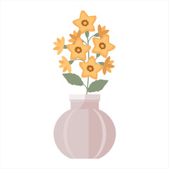 Cucurbita Moschata Decorative Plant on a Pot Colored Flat Illustration