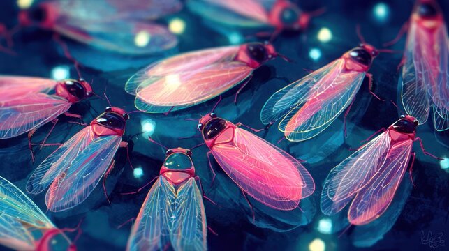 Colorful insects decorative background