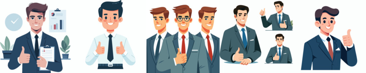 Businessman Thumbs Up – Confident Leader, Teamwork, Approval, and Success Concept Illustration