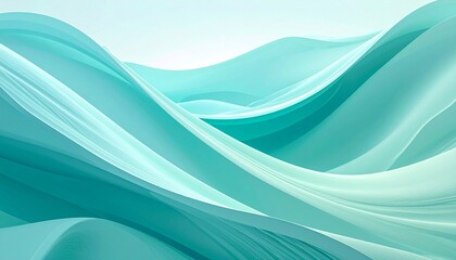 Fototapeta premium Abstract teal and blue background with smooth flowing curves and soft motion, elegant and minimal design