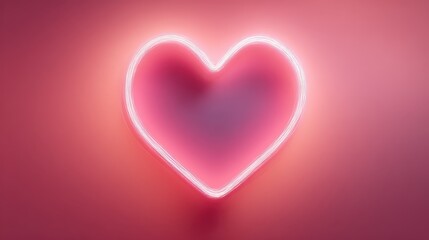Vibrant Neon Heart: Glowing Pink Heart Shape on a Dark, Abstract Background, Ideal for Valentine's Day and Romantic Concepts.