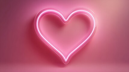 Vibrant Neon Heart: Glowing Pink Heart Shape on a Dark, Abstract Background, Ideal for Valentine's Day and Romantic Concepts.