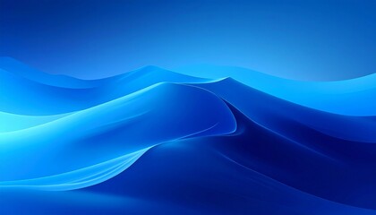 Surreal abstract landscape with layered blue dunes and soft gradient background, minimal fluid design