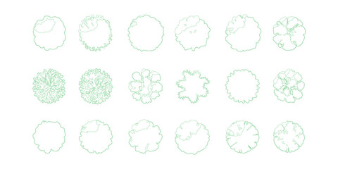 Top View Tree Outlines Collection Green for Landscape Architecture Design and Planning © MstPoliAkther