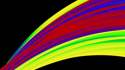 Vibrant Colorful Abstract Stripes on Black Background, Modern Design