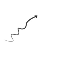 Black arrow pointing up isolated on transparent background, hand drawn with crayon