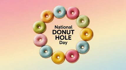 Colorful donut holes arranged in a circle celebrating National Donut Hole Day