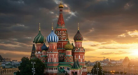Fototapeta premium St. Basil's Cathedral at Dusk, Moscow, Russia