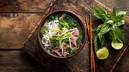 Vibrant Yellow Curry Rice: Close-up of Delicious Asian Dish Garnished with Fresh Herbs and Red Chili, Served in a Wooden Bowl.