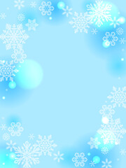 アイスブルーの雪の素材、美しい冬の装飾フレーム