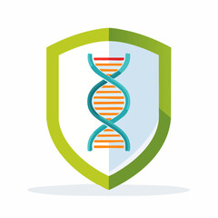 Genetic protection shield icon representing DNA security, biological defense, and healthcare innovation.