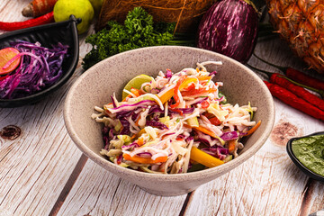 Fresh crab salad with cabbage