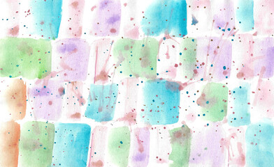 Watercolor painting geometric shape, colorful abstract background on paper. illustration for colorful geometric shapes, advertisement, party, cover, card and banner. Hand painted texture style.