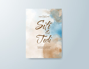 Wedding invitation with abstract watercolor background