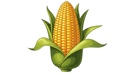 Obraz premium A ripe ear of corn with green husks, isolated on transparent background