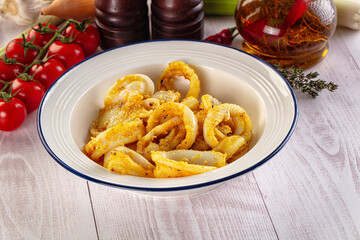 Roasted squid rings snack appetizer