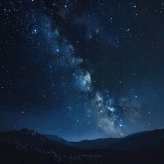 Vast night sky, Milky Way over mountain range