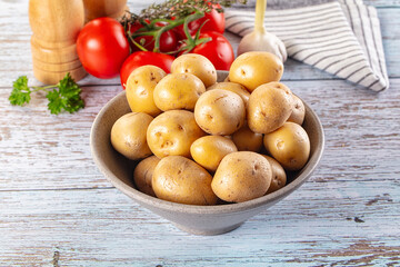 Uncooked raw yellow baby potato