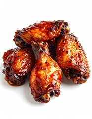 Crispy, glazed chicken wings piled high