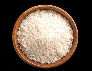 White rice in a wooden bowl