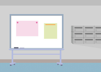 Apartment Entrance Bulletin Board with Mailboxes
