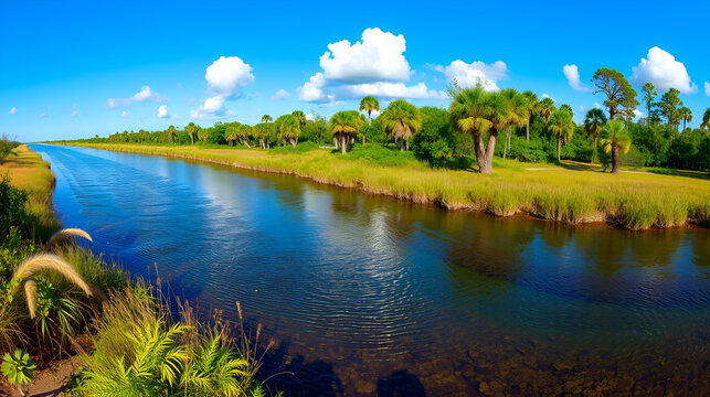 Florida spring-fed river panorama