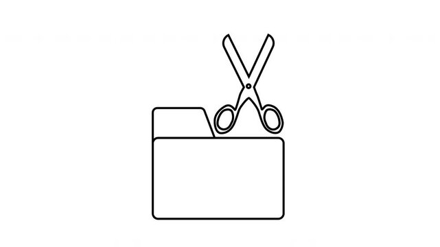sketch of folder icon and scissors icon