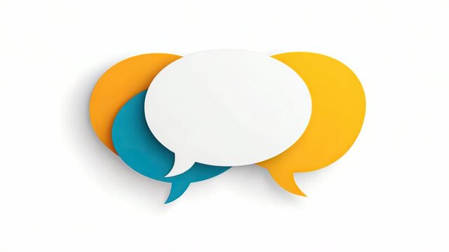 Colorful speech bubbles overlapping white background for chat