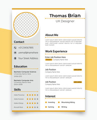 Resume business layout, Creative cv template vector minimalist