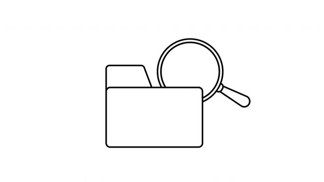 sketch of folder icon and magnifying glass icon