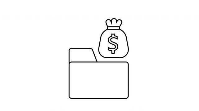 sketch of folder icon and dollar sack icon