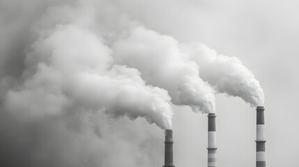 Smokestack pollution industrial factory emission smoke haze cloud grey environment air climate fossil energy power plant chimney toxic steam exhaust atmospheric ecology urban industry carbon