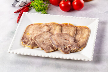 Boiled beef tomgue slices appetizer