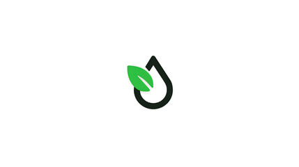 Eco droplet leaf icon, green ecology logo, minimal line art, clean symbol, sustainable water design, fresh natural concept, modern emblem for brand identity and packaging
