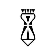 Minimalistic black and white icon of a short-bristle neck cleaning brush used after a haircut.