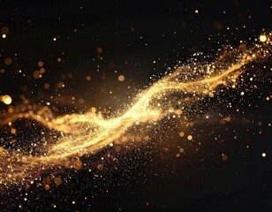 Obraz premium Abstract gold particles swirling on a dark background