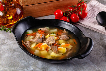 Chicken homemade soup with potato