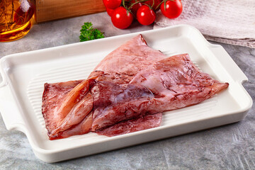 Raw fresh calamari for cooking