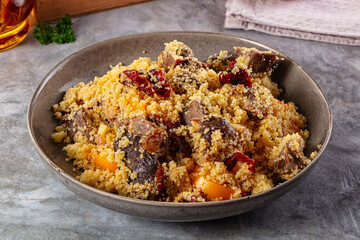 Traditional couscous with lamb and vegetables