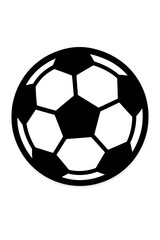Black silhouette of a classic soccer ball, minimalist design for sports, football, and athletic themes.