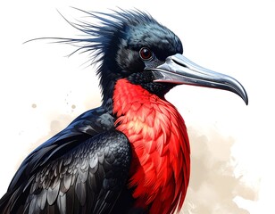 Vibrant Illustration of a Magnificent Frigatebird