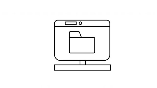 sketch of folder icon and monitor screen icon