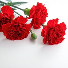 Close-up of vibrant red carnations