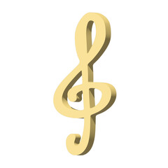 3d treble clef. Hand drawn musical symbol. Single element for print, web, design, decor, logo