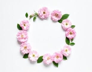 Delicate pink roses arranged in a circle frame